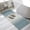 Blue, Slate, Gray, variant on Haze Blue White Ombre Striped Washable Area Rugs for Living Room Bedroom, Large Non Slip Indoor Floor Carpet Absorbent Farmhouse Vertical Stripes Door Mat Rugs for Bathroom Entryway 63"x90.6"