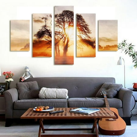- 5pcs Sunset Canvas Modern Home Wall Decor Art Painting Picture Print No Frame