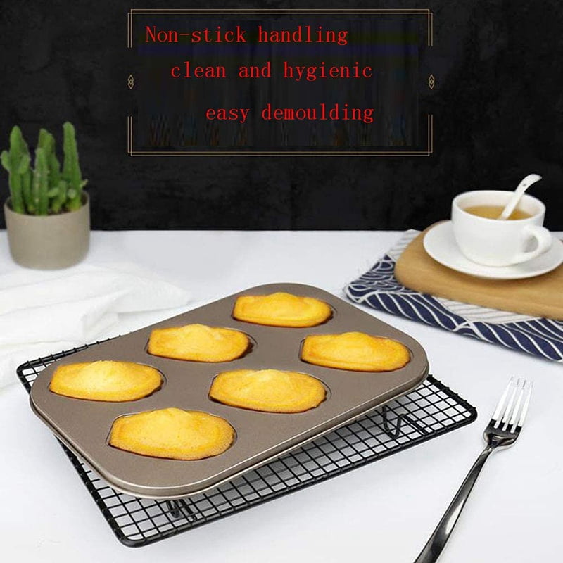 EXOGIO 2 Pack Madeleine Mold Cake Pan, Non-Stick Heavy Duty Shell 