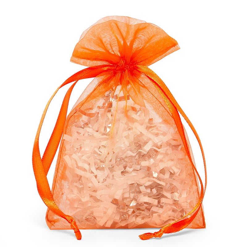 Orange Organza Gift Bags Quantity 30 Width 5" by Paper Mart