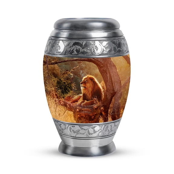 MUKTIVE Lion Keepsake Urns for Human Ashes Adult Female 3 Inch, Little Funeral Urn for Ashes Adult Male, Brown Cremains Ash Portable Urns