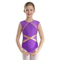 thumbnail image 5 of TTAO Kids Girls Sparkle Gymnastics Leotard Tumbling Bodysuit Unitard with Athletic Dance Shorts Hair Tie Set Purple 10, 5 of 7