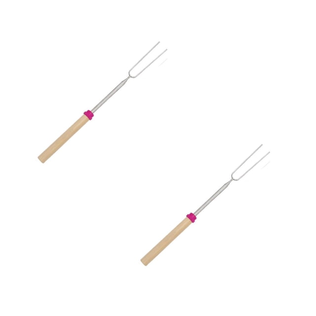 Oleegame 2PC Extendable Stainless Roasting Sticks 5 Pack 32" For S' Hot Dogs And Fire Pink