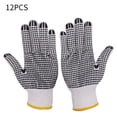 thumbnail image 1 of 12 pares de guantes de trabajo antideslizantes de hilo de algodón con puntos de PVC para pintor, mecánico, construcción de jardinería Cadenas y protecciones para puertas de seguridad negro, 1 of 6