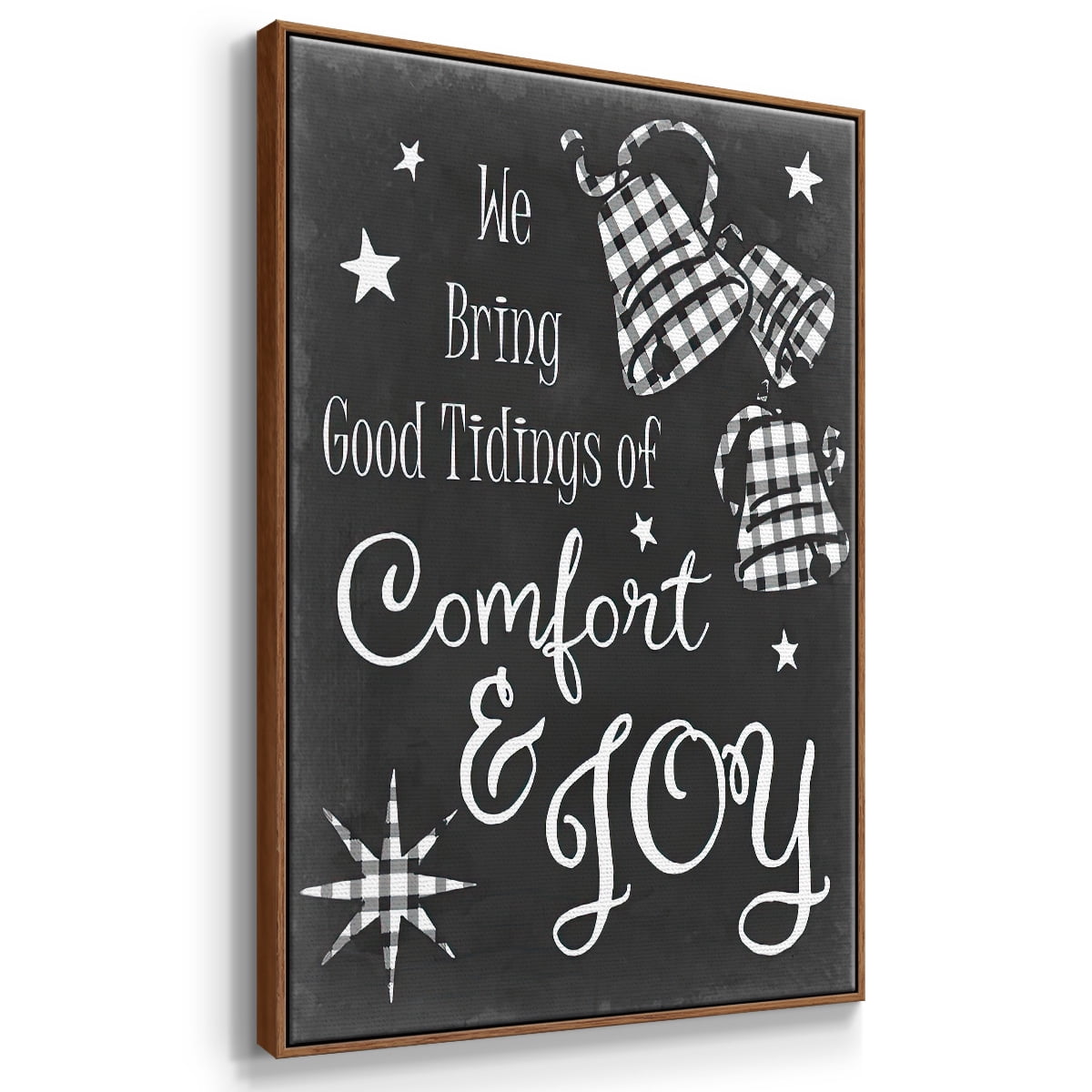 Comfort and Joy - Framed Gallery Wrapped Holiday Canvas - 17 x 25 - Rosewood Frame
