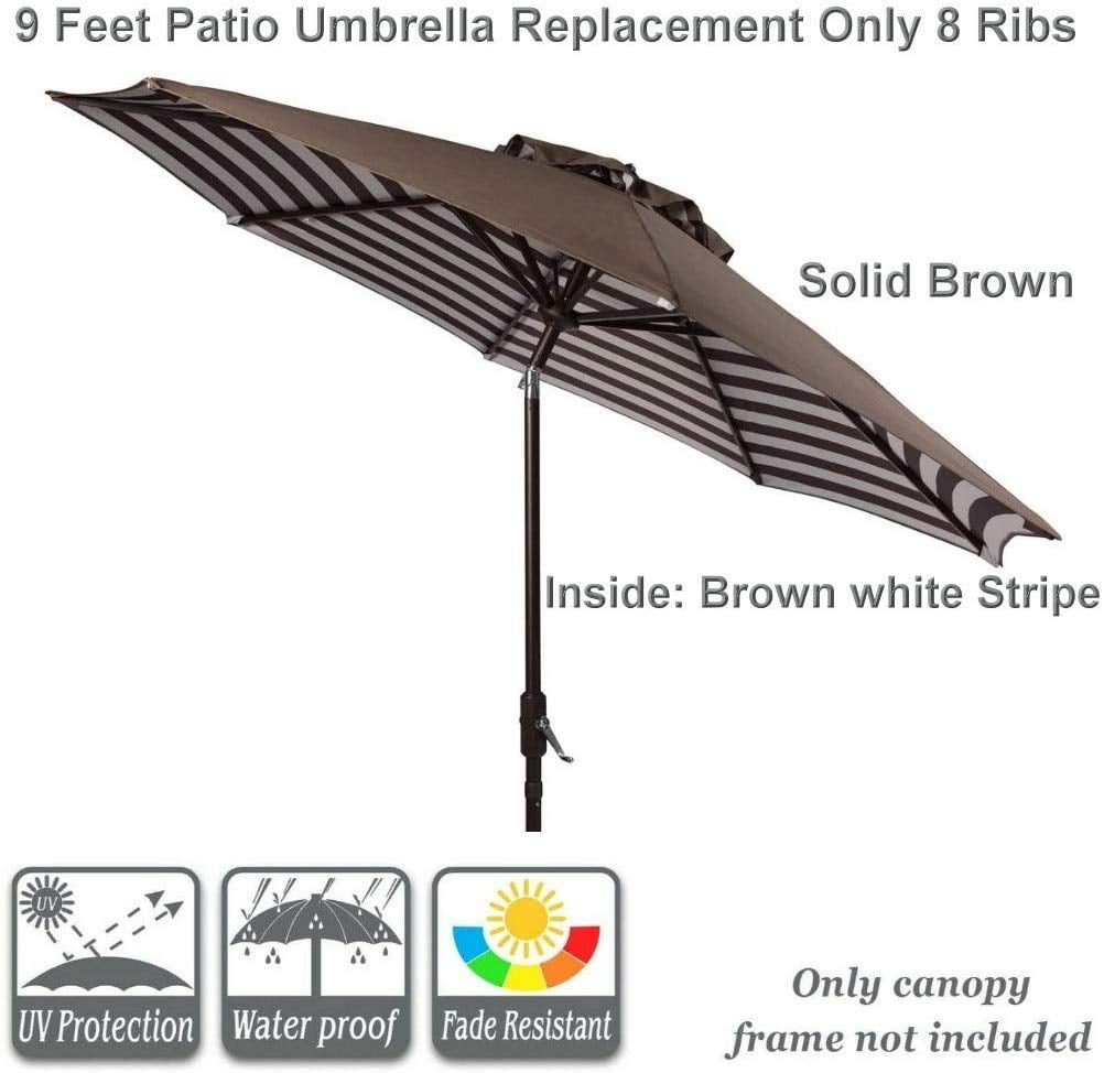 Patio Umbrella Replacement Canopy for 9ft 8 Ribs Sun Protection UPF 50