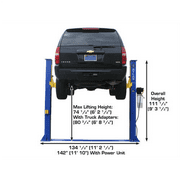Atlas Automotive Equipment 9KBPX 2-Post Lift/Hoist, Baseplate Style, 96 Minimum Ceiling Height, 9,000lb Capacity, Symmetric Arms, Dual Hydraulic Chain Drive Cylinders, For Low Ceiling Home Use