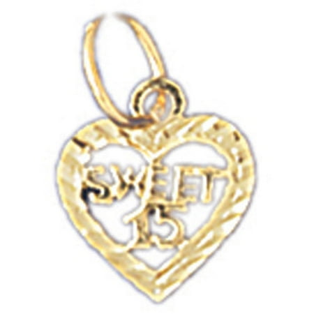 14K Yellow Gold Sweet 15 Pendant - 13 mm