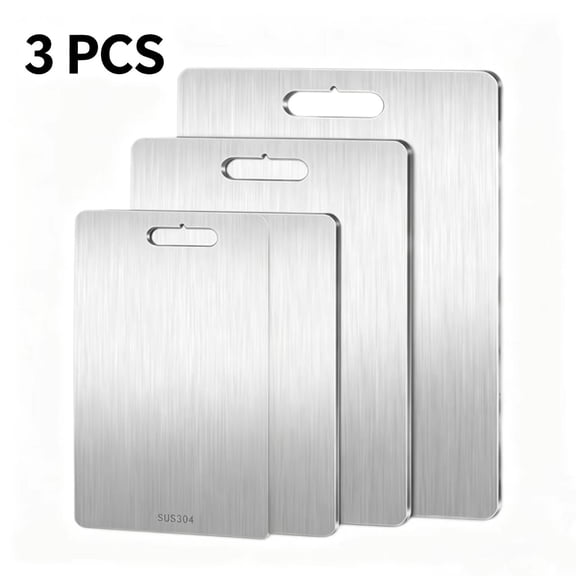 Vruelia Titanium Cutting Board, Double Sided Stainless Steel Cutting Board, Durable Knife-Friendly Cutting Boards, Non Stick, Easy to Clean (3pcs)