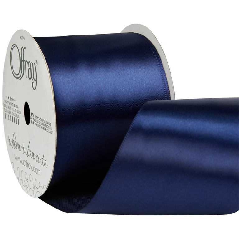 Offray Single Face Satin Polyester Ribbon - Navy Blue - 1 Each