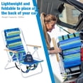 thumbnail image 5 of Foldable Beach Chair, Portable Camping Chairs with Straps, Backpack Beach Chairs for Adults with Headrest, Cup Holder & Wooden Armrests, Position Adjustable (Blue & Green Stripes-1 Pc), 5 of 9