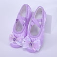 thumbnail image 4 of Miqool Kids 2-12 Satin Ballet Dance Shoes Rhinestone Bow Soft Sole Slip-On Elastic Strap Stage Shoes Flats for Performance Gymnastics Yoga, 4 of 9