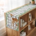 thumbnail image 6 of Table Runners 72 Inches Long Dress Scarves, Spring Botanical Farmhouse Kitchen Table Runner, Coffee Tablerunners, Green Leaves Deers Birds Flowers Gray Plaid 14x72 Inch, 6 of 9