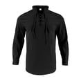 thumbnail image 5 of Men Fall Blouse Mineart Men Solid Stand Collar Linen Shirts Long Sleeve Lightweight Beach Pullover Tops Casual Breathable Loose Henley Shirts for All Season, 5 of 6
