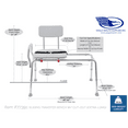 Lumex Bariatric Tub Transfer Bench - Heavy Duty Shower Chair, Extra-Wide Seat, 600 Lb Capacity, Adjustable Height
