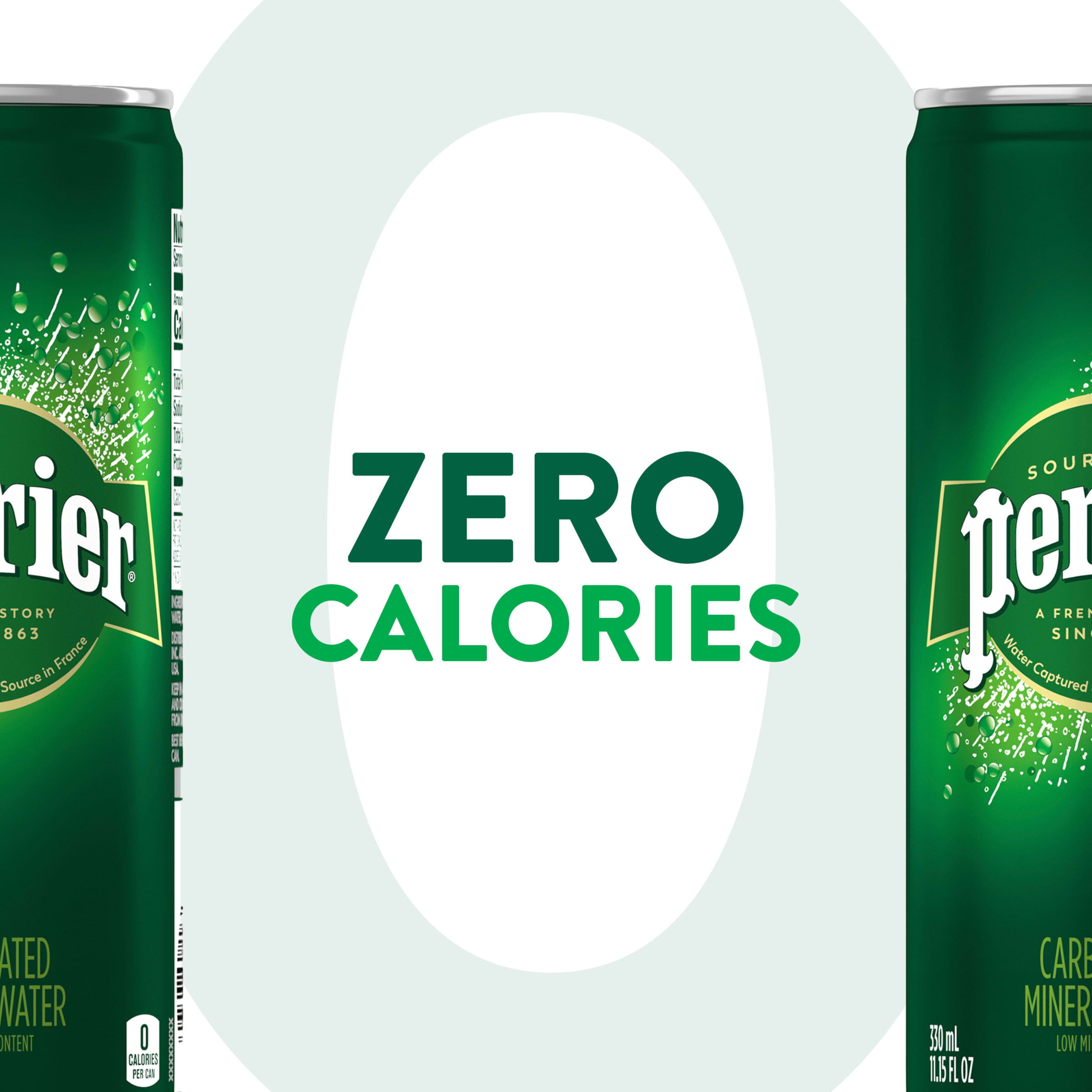 Perrier Sparkling Unflavored Mineral Water, 89.2 fl oz, 8 Pack Cans