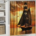 thumbnail image 6 of Orinice Fabric Shower Curtain,Nautical Sailboat Vintage Cruise Ship Sailing in The Ocean with Gold Sunset Polyester Designer Cloth, Print Decorative Bathroom Curtains Include Hooks Set( 36x72, 6 of 7