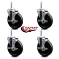 thumbnail image 2 of 5 Inch Phenolic Wheel Swivel 3/4 Inch Threaded Stem Caster Set with Brake SCC, 2 of 2