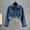 Blue, variant on Womens Rhinestone Denim Jacket Cropped Button Down Jean Jacket Trendy Casual Solid Color Denim Jackets with Studded, S-2XL