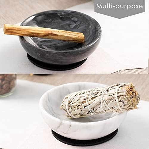 Incense Holder, Beautiful Natural Marble Incense Burner for Meditation, 9 Incense Holes Suitable for Most Types (Black)