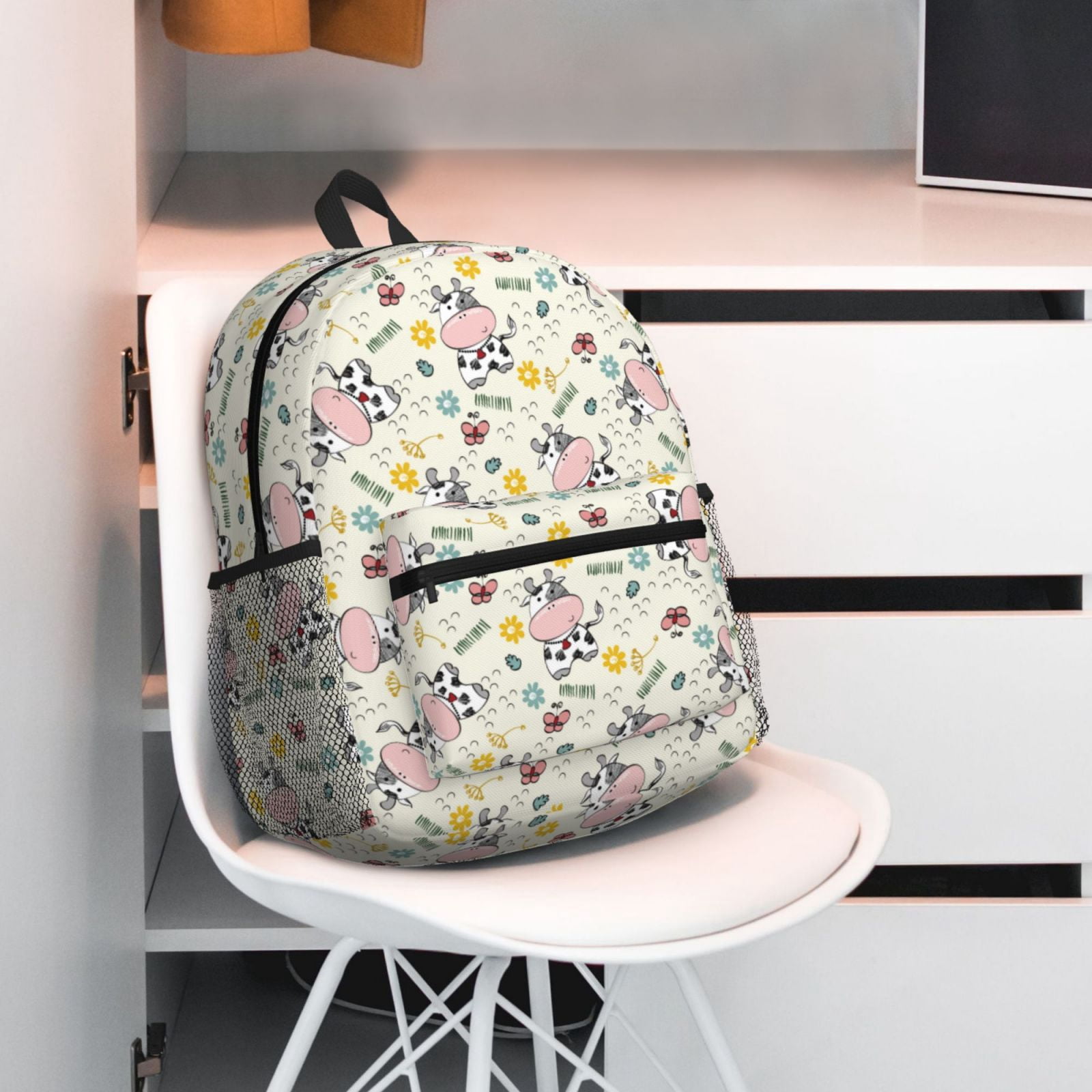 Vsdgher Cute Cow Print Unisex Large Capacity Bookbag Schoolbag Casual Daypack for High School/College/Teens/Travel/Work