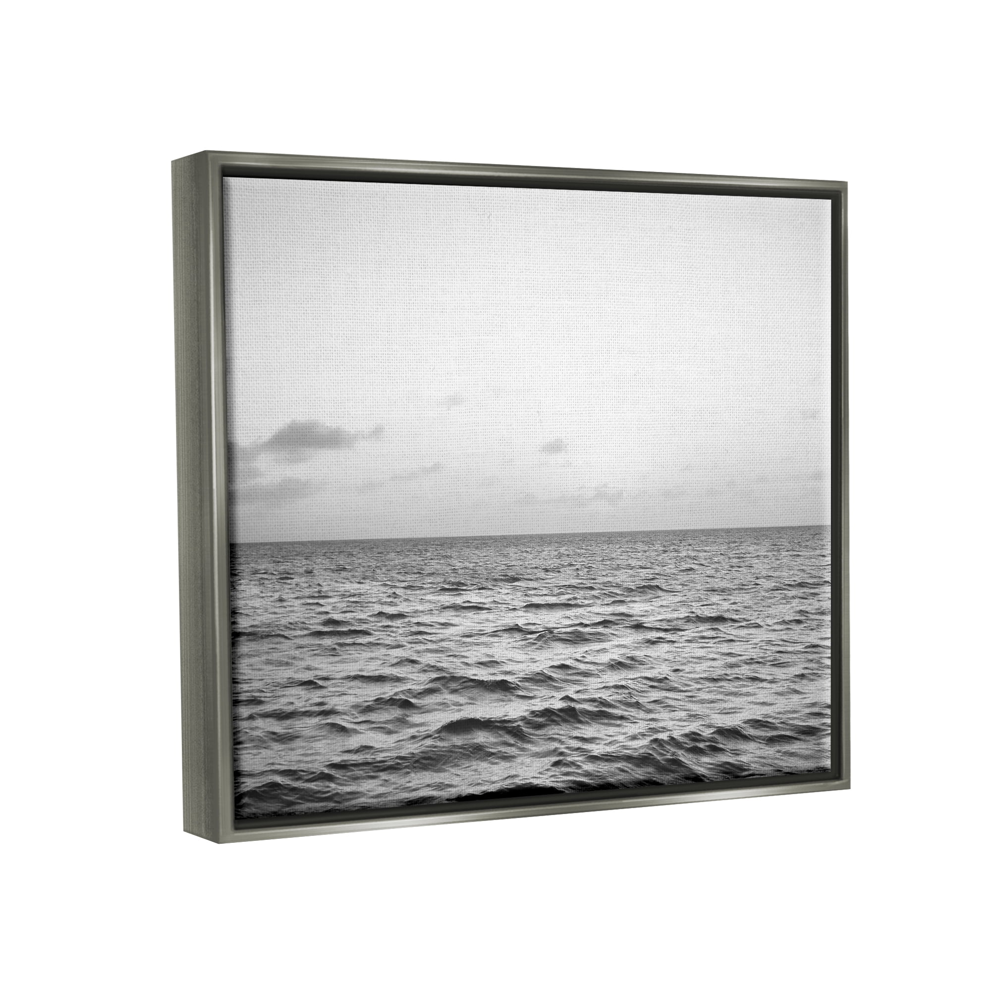 Stupell Industries Rough Grey Sea Waves Nature Photography Gray Floater Framed Art Print Wall Art, 31 x 25