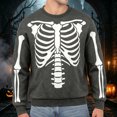 thumbnail image 2 of Afdoent Sweatshirts for Men Halloween Skeleton Print Sweatshirt Casual Crewneck Long Sleeve Pullover Comfortable for Holiday Party, 2 of 4