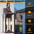 thumbnail image 4 of Farol de pared para exteriores Yolsunes, 19 pulgadas, bronce frotado con aceite, 2 luces, 4 of 8