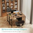 thumbnail image 4 of 40 inch Computer Desk with 4 Fabric Drawers, Kids Student Reversible Small Desks for Home Office Small Space, Work PC Desk Table for Bedroom, Rustic Brown, 4 of 7