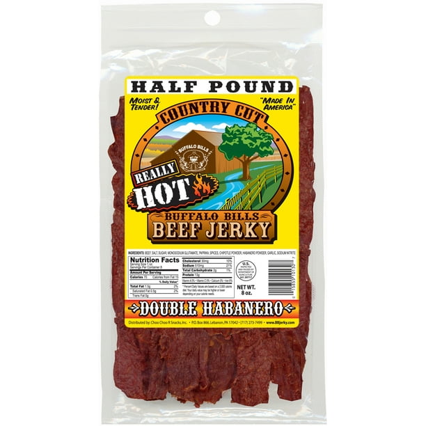 Buffalo Bills 8oz Double Habanero Country Cut Beef Jerky Pack (moist