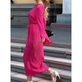 thumbnail image 5 of Women's Long Sleeve Maxi Dress Scoop Neck Bodycon Casual Dresses Going Out Outfits Pink L, 5 of 10