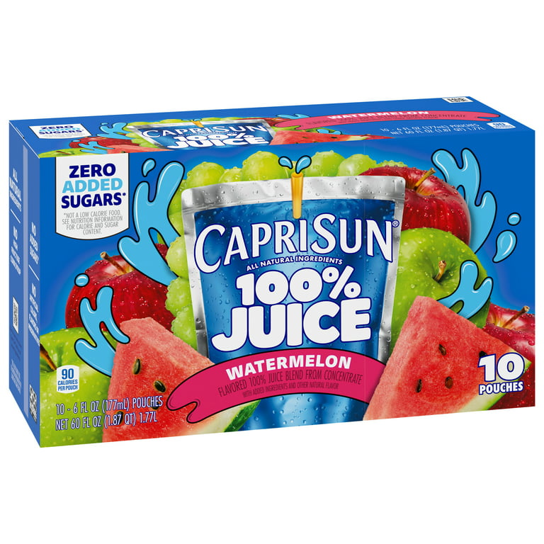 Capri Sun 100% Juice Watermelon Juice Box Pouches, 10 ct Box, 6 fl oz  Pouches