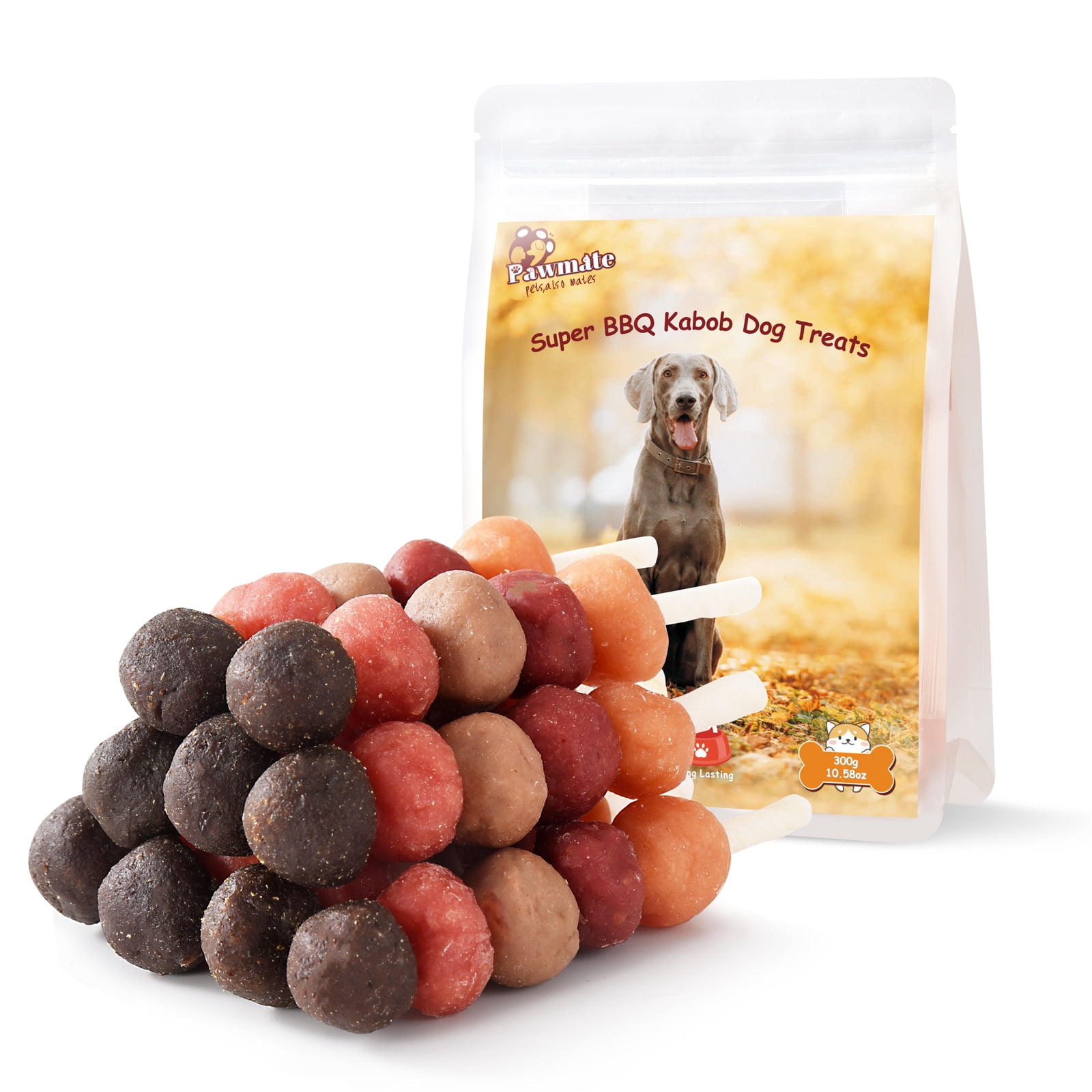 (2 pack) Pawmate Kabob Dog Treats, Chicken Beef Duck Rabbit and Salmon Dog Treats for Dogs, 10.6oz