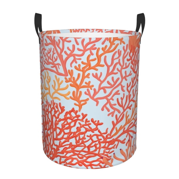 Fotbe Corals Cesto de Ropa con Asas, Cesto Impermeable de Gran Capacidad, Bolsa de Lavado para Dormitorio, Cesto de Ropa con Ruedas y Asas-Small