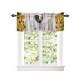thumbnail image 2 of Kitchen Cafe Valance Curtain for Small Windows,Rustic Farm Rooster Animals Sunflowers Rod Pocket Short Valances Vintage Wooden Planks Window Treatment Panel for Living Room/Bedroom/Bathroom,54x18in, 2 of 9