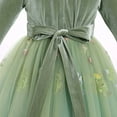 thumbnail image 6 of IDOPIP Flower Girls Dress Fall Winter Long Sleeve Embroidery Velvet Tutu Dress Wedding Pageant Ball Gown, 6 of 9