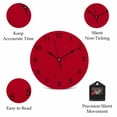 thumbnail image 5 of Wall Clock Red Clocks PVC Silent Non-Ticking Battery Operated Decorative Solid Color Round Clock for Home Living Room Kitchen Bedroom Office School Wall Decor 10 Inch, 5 of 9