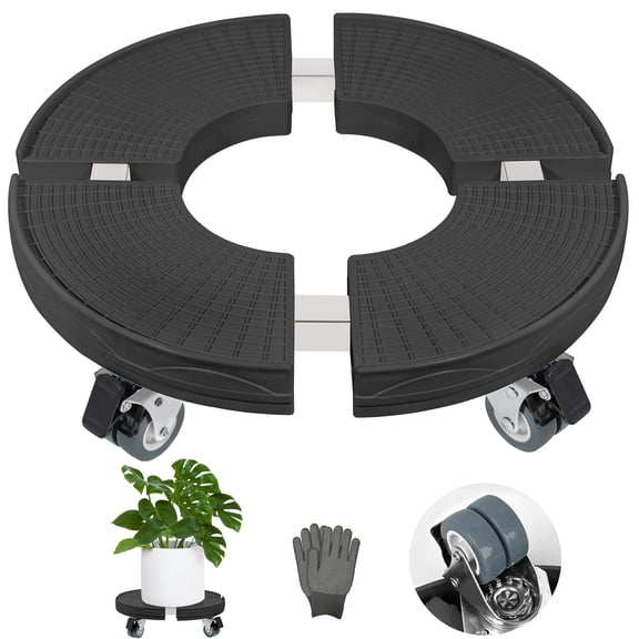 Plant Caddy with Wheels,1Pack Adjustable 15-20" Plant Stand with Lockable Caster Wheels 440LBS, Round Plant Roller Base Flower Pot for Indoor/Outdoor Large Planter, Flower Pot, Black