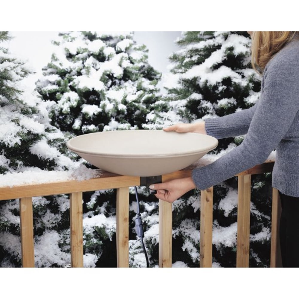 Allied Precision Indtries (650) Heated Bird Bath with Mounting Bracket, Light Stone Color, 20" Diameter