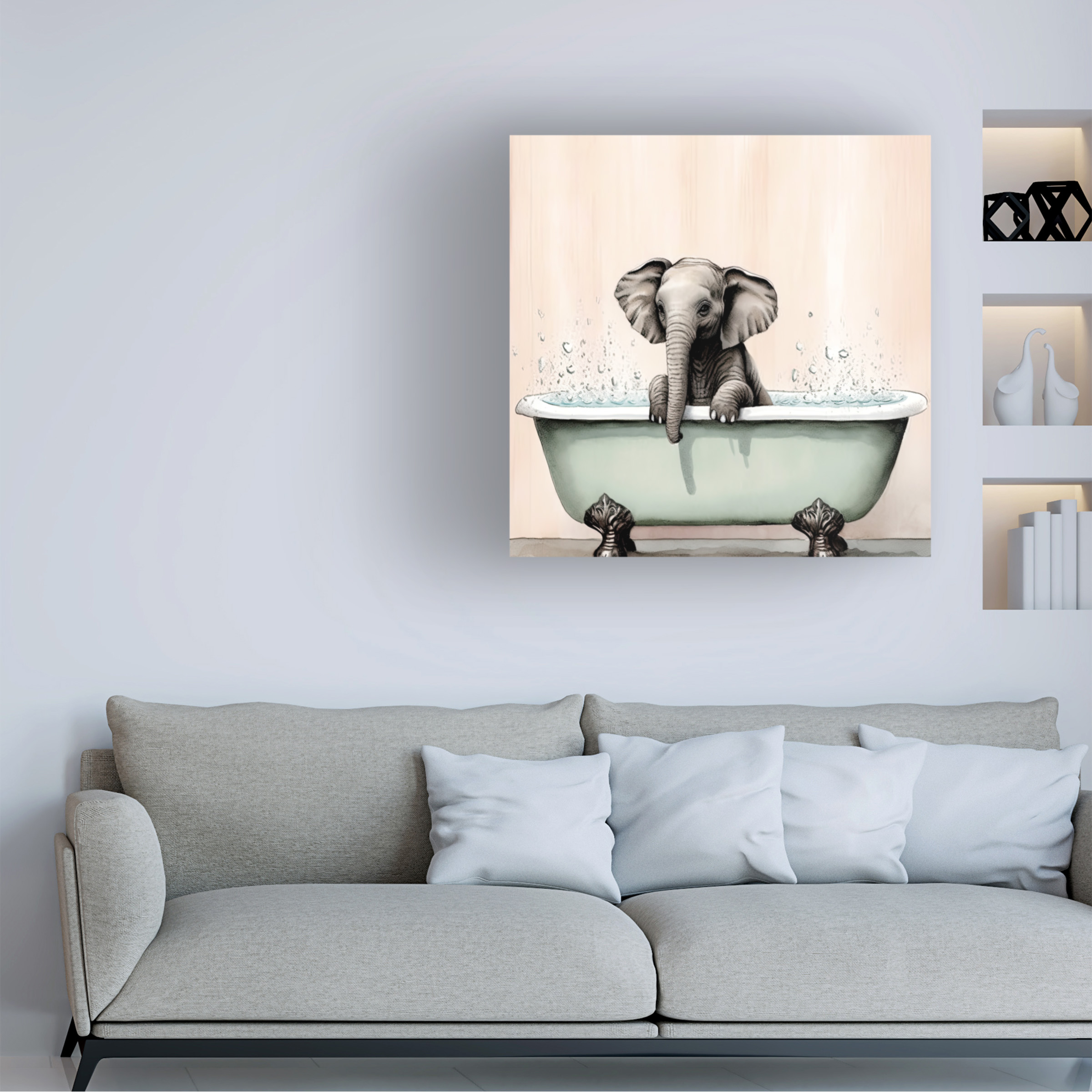 Canvas Wall Art - Sasha 'Bathtime 17' Wall Art for Living Room, Bedroom, or Office DÃ©cor by Trademark Fine Art - 18 x 18 Inches