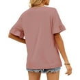 thumbnail image 5 of USSUMA Womens V Neck Tops Ruffle Short Sleeve Knit T-Shirt Blouses Summer Casual Loose Flowy Shirts, 5 of 8