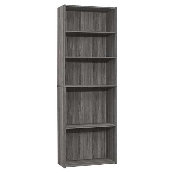 Monarch Specialties Bookshelf, Bookcase, 6 Tier, 72"h, Office, Bedroom, Laminate, Grey, Transitional