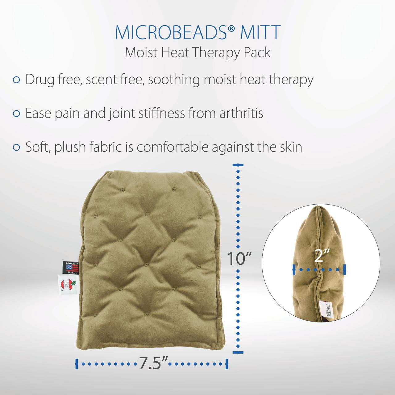 Core Products MicroBeads Moist Heat Therapy Warming Mitt for Arthritis Stiffness, Soreness and Trigger Finger, Natural Pain Relief, Microwave Hand Warmer for Small to Medium Size Hand (1-Pack)