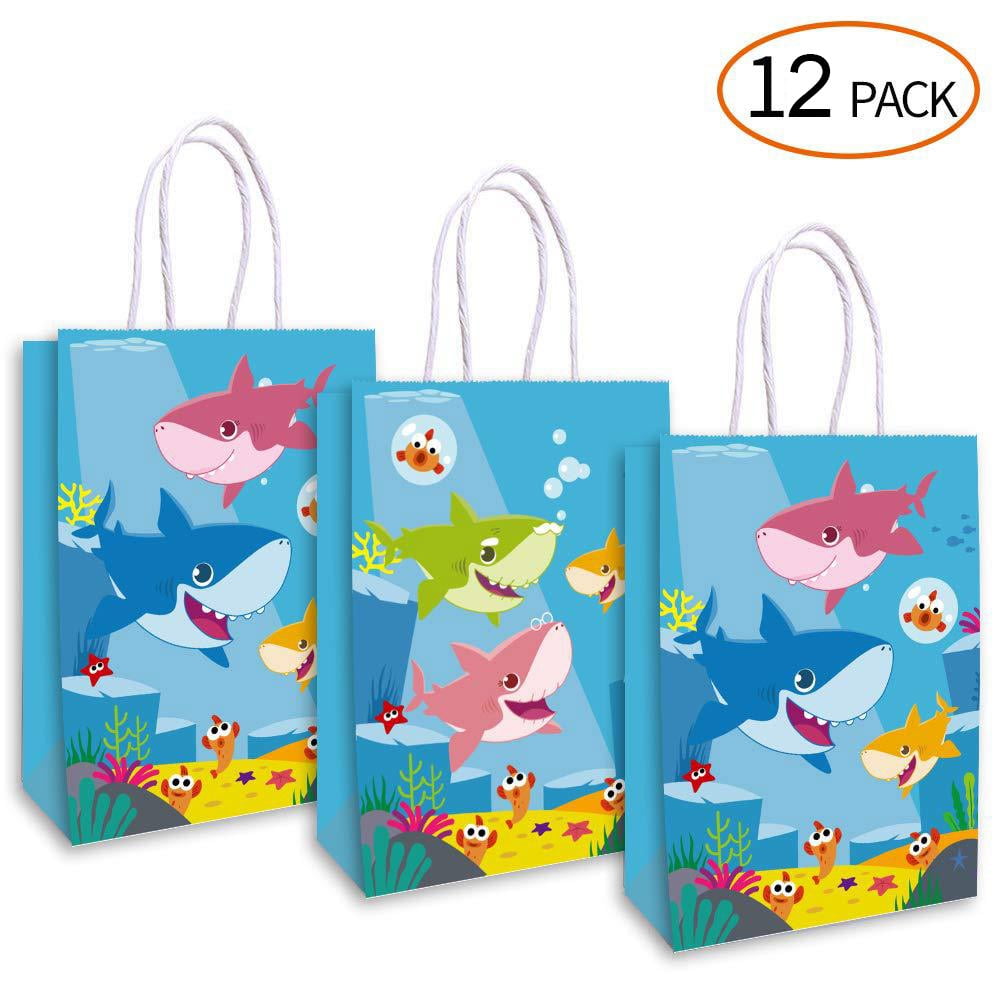 16 Packs Happy Shark Family Party Bags,Treat,Candy and Goodie Bags