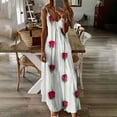 thumbnail image 2 of USSUMA Beach Dresses for Women Casual Summer, Women Boho Daisy Print Long Dress Summer Halter Spaghetti Strap V Neck Backless Maxi Dresses Sleeveless Beach Sundress, 2 of 5