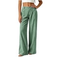 thumbnail image 3 of FchengtaiS Women's Pinstripe Striped Dressy Pants High Waist Wide Leg Business Work Pants Casual Loose Slacks Trousers with Pockets, 3 of 6