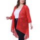 thumbnail image 4 of Cárdigan de encaje floral de nylon casual para mujer de tallas grandes Agnes Orinda, manga 3/4, 1X, rojo, 4 of 6