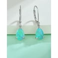 thumbnail image 6 of Vesitim Opal Earrings for Women Sterling Silver Teardrop Solitaire Dangle Drop Earring Birthstone Jewelry Gift Created Green Opal, 6 of 7