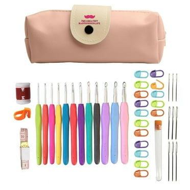 Crochet Hooks Set 41 Pack , 12 Pcs 2mm(b)-10mm(n) Ergonomic Soft Grip Crochet Handles, Crochet Needle with Storage Case,for Arthritic Hands with Measuring Tape Stitch Markers and Sewing Needles