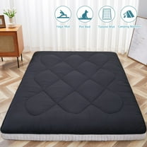 ABORON Japanese Floor Mattress Futon Mattress Full Size, Thicken Tatami Mat Sleeping Pad Foldable Roll Up Mattress Black